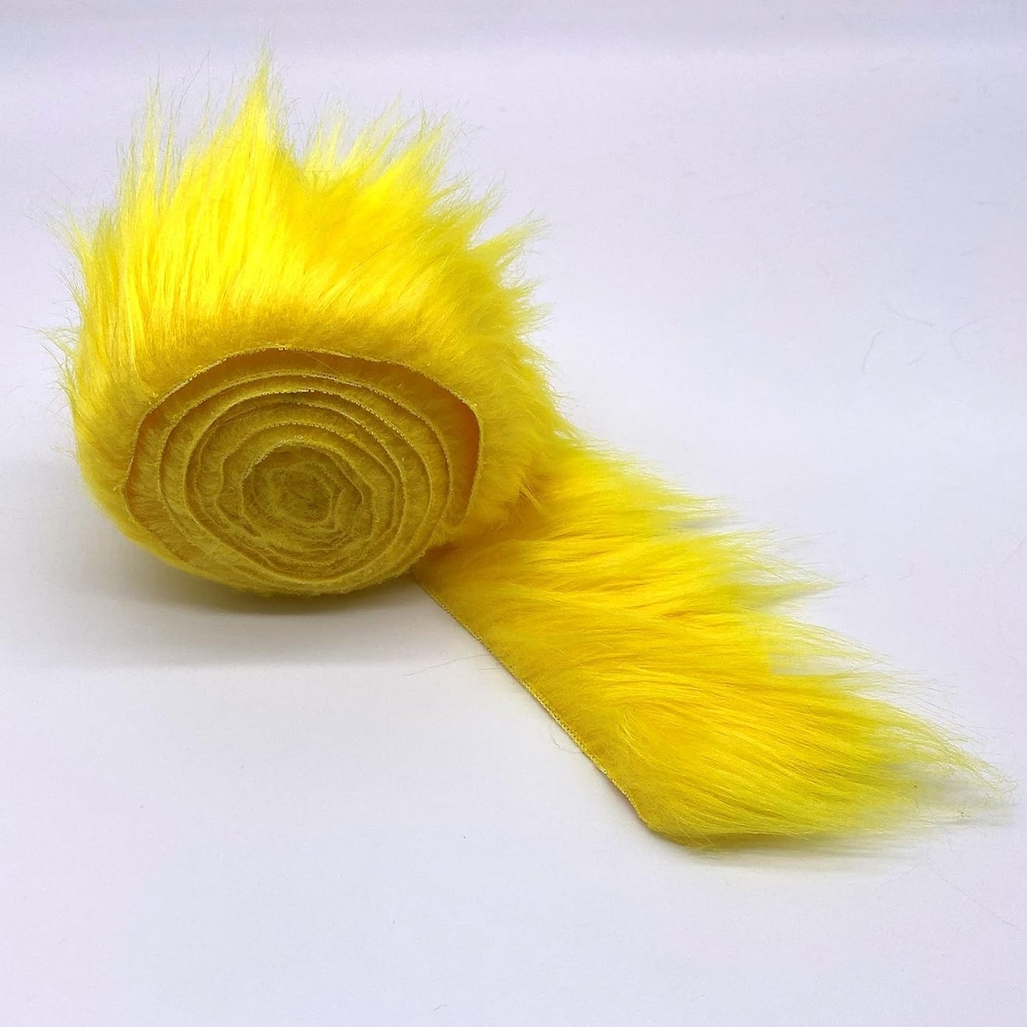 Ice Fabrics Craft Faux Fur Fabric Pre Cut Rolls - 2"x60" Fur Ribbon Mohair Fabric Strips - Super Soft and Fuzzy - Perfect for Crafts, Costumes & Decoration - Yellow - 2x60