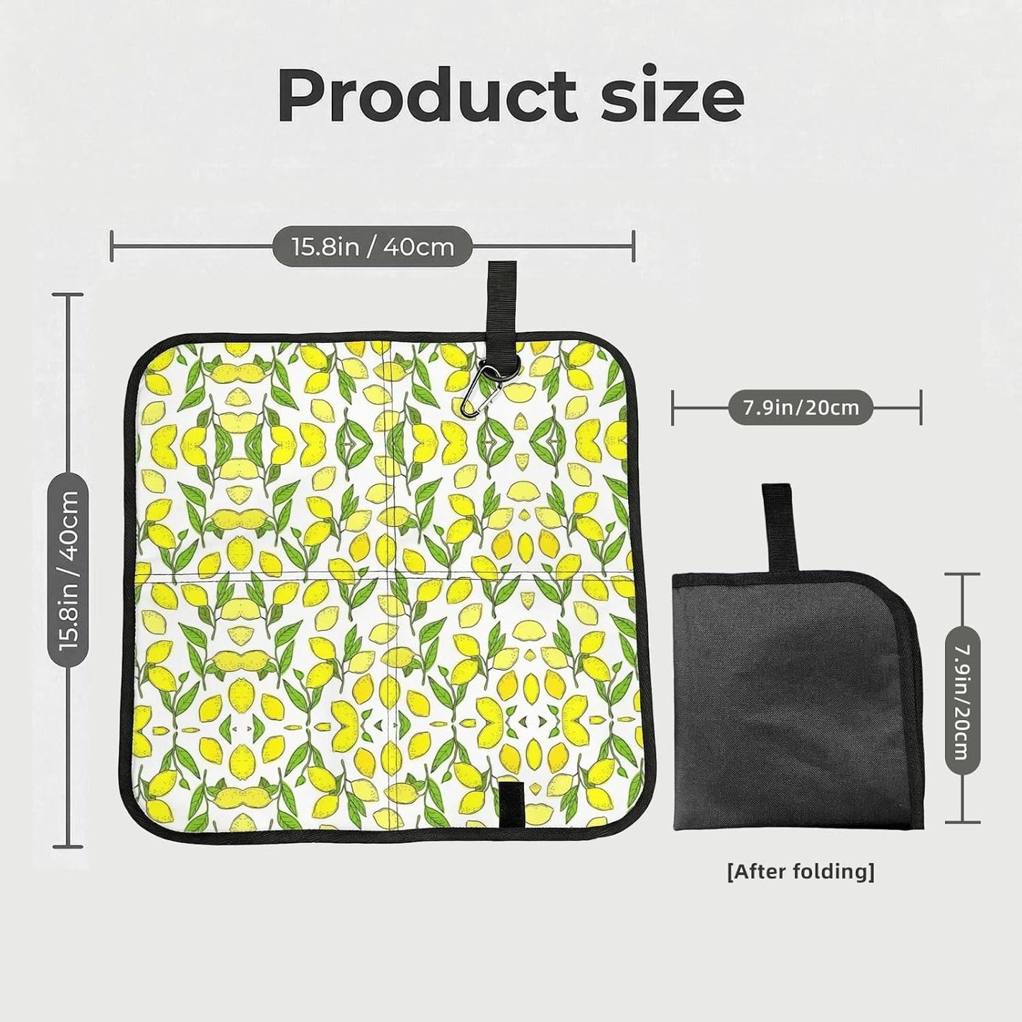 Yellow Fresh Lemons Print Outdoor Sitting Cushion Folding Seat Pad Compact Portable Picnic Bench Cushion Mat