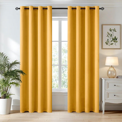 MIULEE Blackout Curtains 96 Inches Long for Bedroom Living Room Thermal Insulated Room Darkening Grommet Top Solid Light Blocking Drapery Set of 2 Window Panels Yellow