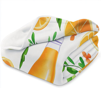 Plant-Based Lemon Bottle Super Soft Fluffy Fleece Throw Blanket Non-Shedding, Cozy Blanket for Couch, Sofa or Bed – Ideal for Adults & Kids Room Décor Gift, Yellow-Green, 87" x 94"