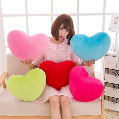 S_SSOY Plush Pillow Heart Shape Cushion Fluffy Throw Pillows Decorative Back Cushions for Friends Valentine's Day (Light Yellow)