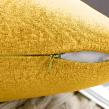 MIULEE Pack of 2 Decorative Outdoor Solid Waterproof Throw Pillow Covers Faux Linen Garden Farmhouse Cushion Cases for Summer Patio Tent Balcony Couch Sofa 18x18 Inch Mustard Yellow