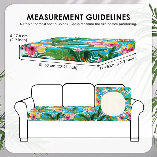 8 Pcs Summer Lemon Stretch Patio Cushion Covers Tropical Floral Outdoor Cushion Covers Outdoor Seat Couch Sofa Slipcovers Washable Replacement Couch Slipcovers Furniture Protector for Garden Porch