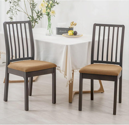Seat Covers for Dining Chairs Set of 2/4/6,Seat Chair Cushion Covers,for Dinings Room Kitchen Hotel Chair Slipcovers,Anti-Slip and Durable,Four Seasons(Lemon Yellow,2 Set)