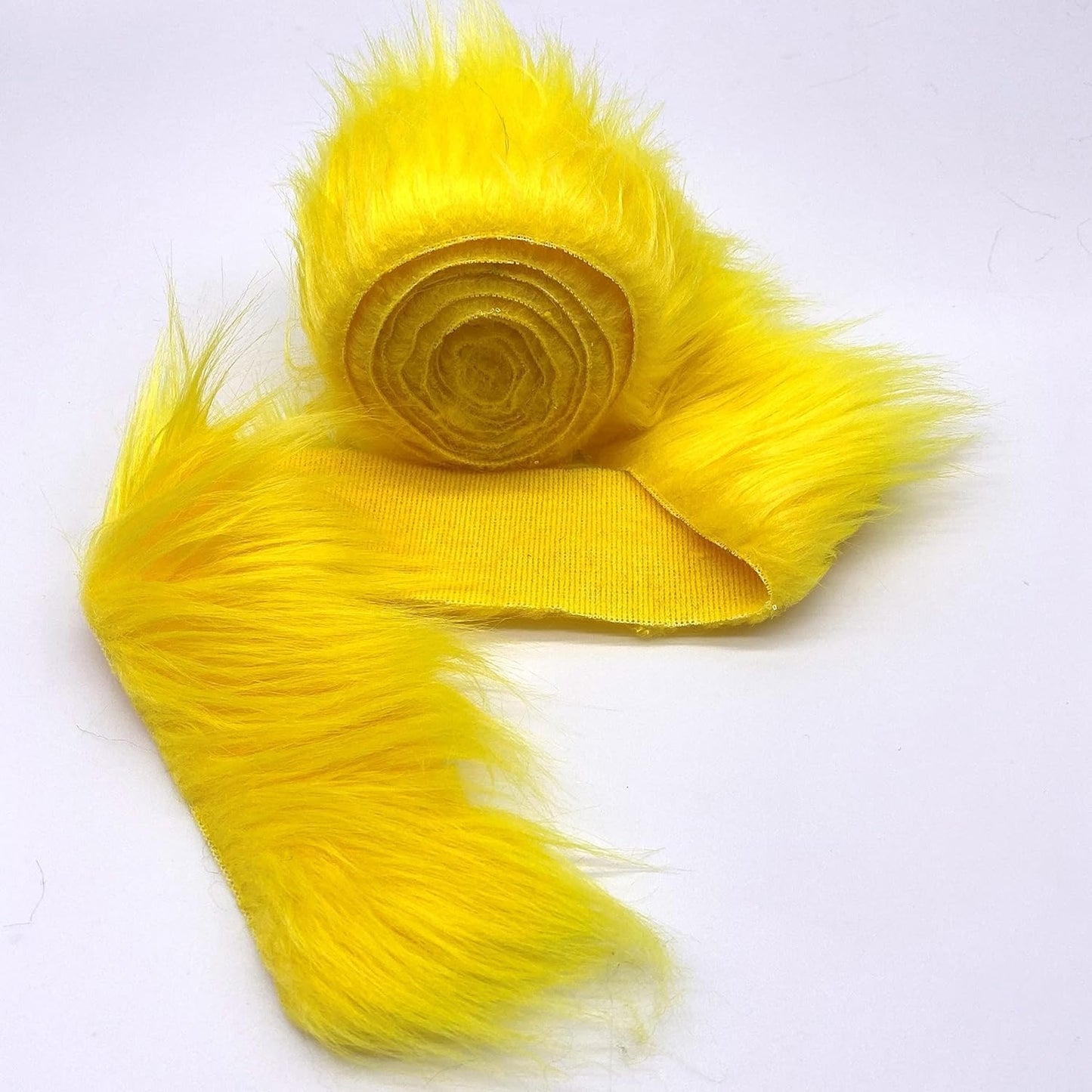 Ice Fabrics Craft Faux Fur Fabric Pre Cut Rolls - 2"x60" Fur Ribbon Mohair Fabric Strips - Super Soft and Fuzzy - Perfect for Crafts, Costumes & Decoration - Yellow - 2x60