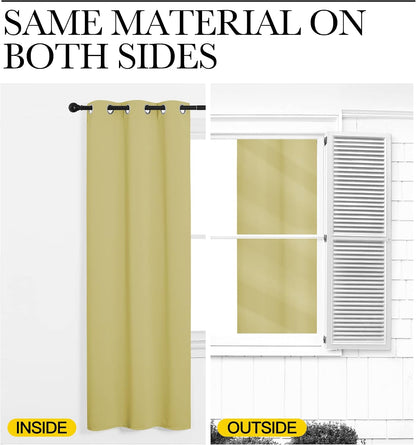 NICETOWN Paler Yellow Blackout Curtains for Bedroom (1 Pair, 42 x 63 inches), Farmhouse Thermal Insulated Room Darkening Drapes for Windows