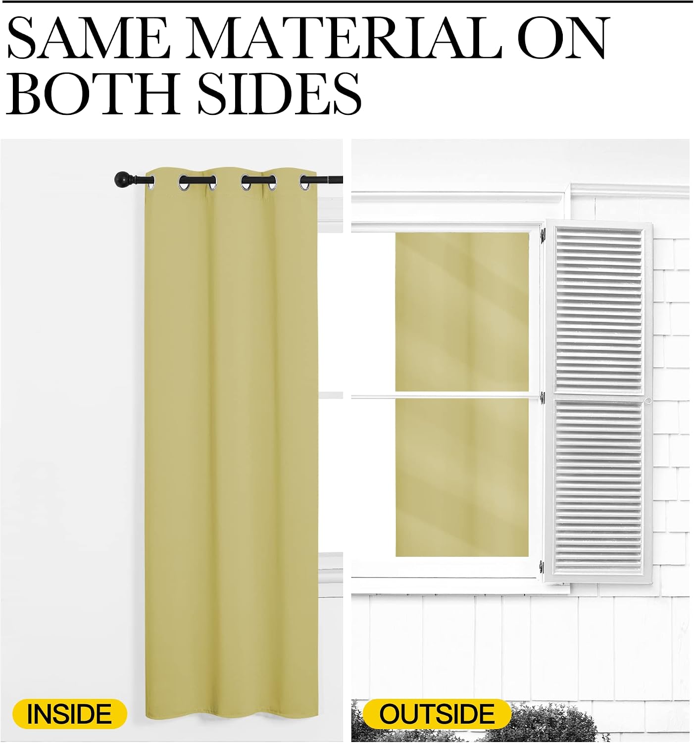 NICETOWN Bedroom Blackout Draperies Panels, 2 Panels, 42 x 72 Inch, Paler Yellow, Three Pass Microfiber Noise Reducing Thermal Insulated Solid Ring Top Window Curtains
