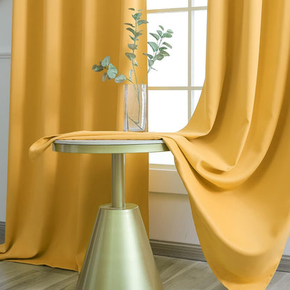 YGO 63 inch Bedroom Curtains Panels Functional Blackout Curtains Panels for Bedroom Thermal Insulated Privacy Assured 52 x 63 Inch in Mustard Yellow Color Set of 2