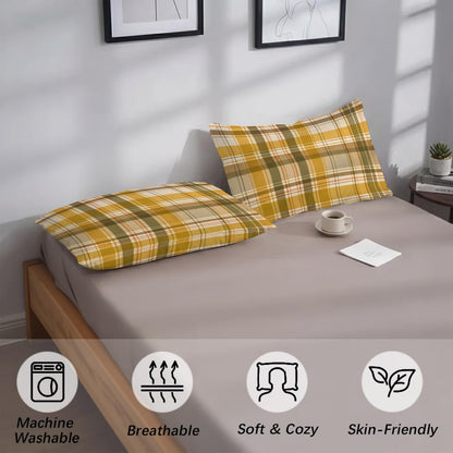T&H XHome Pastoral Plaid Pillow case 20x40 Inch Fall Check Thanksgiving Yellow Soft Short Plush Pillowcases with Envelope Closure Pillow Cover Bed Pillow Shams for Bed Sofa Car 1PC