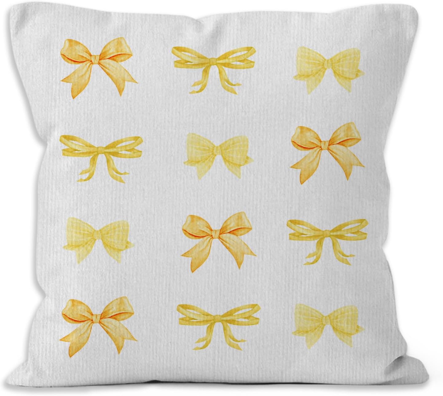 Yellow Bow Throw Pillow Covers, Coquette Pillow Covers, Girly Decorative Pillow Covers for Girls Room Aesthetic, Coquette Room Decor, Bow Room Decor, Preppy Trendy Decor Pillow Covers 18x18