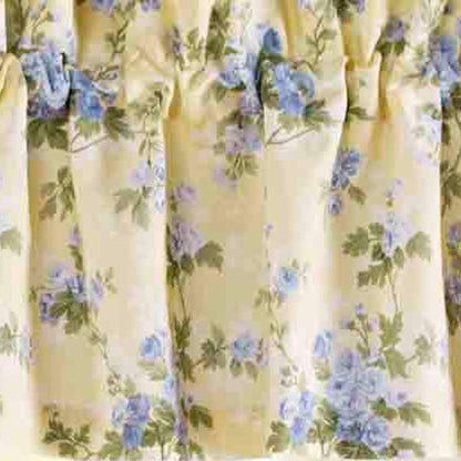 Laura Ashley - Valance, 100% Soft Cotton Window Treatment with Rod Pocket, Lightweight & Machine Washable, Floral Printed Curtain (Cassidy Yellow, 15" x 86")