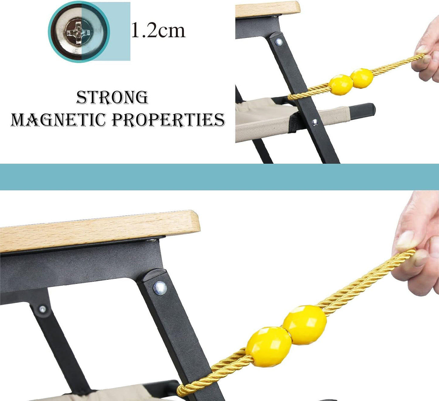 Strong Magnetic Curtain Tiebacks Yellow 2 Pack Decorative Tie Backs Outdoor Curtain Rope Tiebacks Elegant Curtain Holdbacks for Drapes