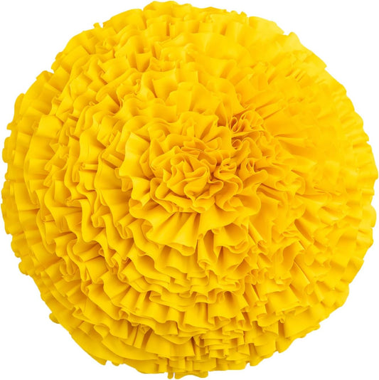 Yellow 3D Flower Throw Pillow Covers for Sofa Couch,Yellow Round Floral Cushion for Bedroom，Home Decorative Accent Pillow Case for Living Room,Yellow Flower Pillow for Kids