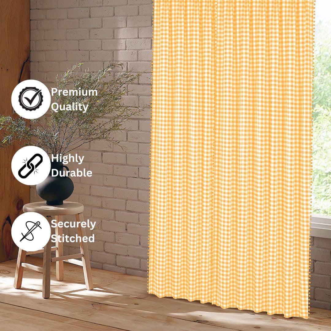 Curtains 84 Inch Length 2 Panels Set - Farmhouse Style Easy to Install Window Treatment Set - Long Drapes for Bedroom Living Room Darkening Curtain Rod Pocket (2 Panels, W40 x L84, Yellow)