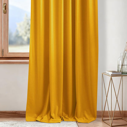 NICETOWN Yellowish Gold Velvet Curtains 84 inch Long - Blackout Thermal Insulating Soft Window Curtains for Bedroom Living Room Dining Sliding Glass Door, W52 x L84, 2 Panels