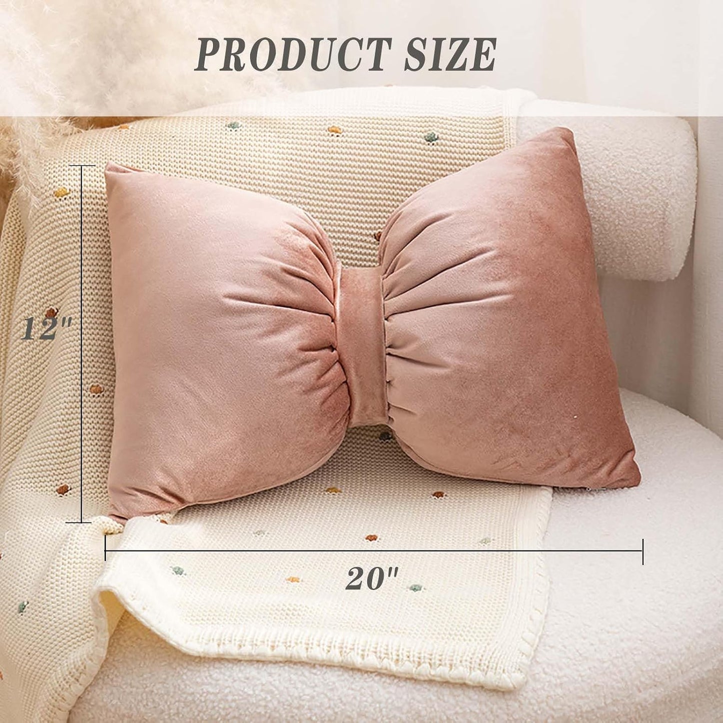 Bow Shaped Throw Pillow Bow Pillow Big Bow Throw Pillow Soft Velvet Pillow Plush Cushion Decorative Pillow for Bed Couch Living Room Decor,Yellow