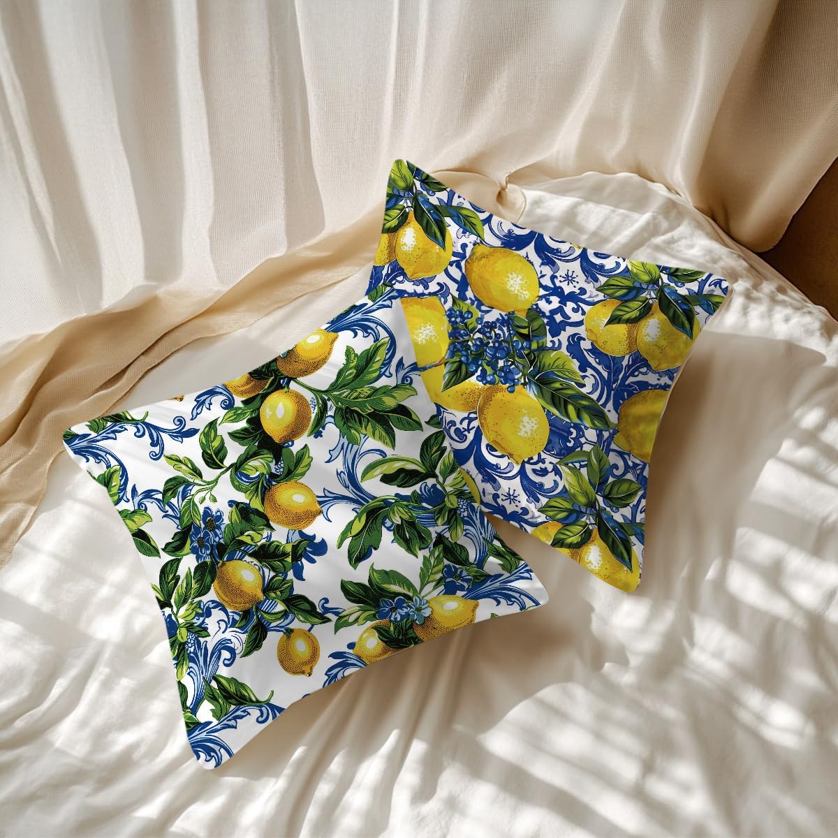 2 PCs Italian Lemon Throw Pillow Covers 18x18, Lemon Gifts Lemons Decor Pillow Cases Decorative Cushion Covers Pillowcase Nursery Living Room Home Decor for Car Couch Bed