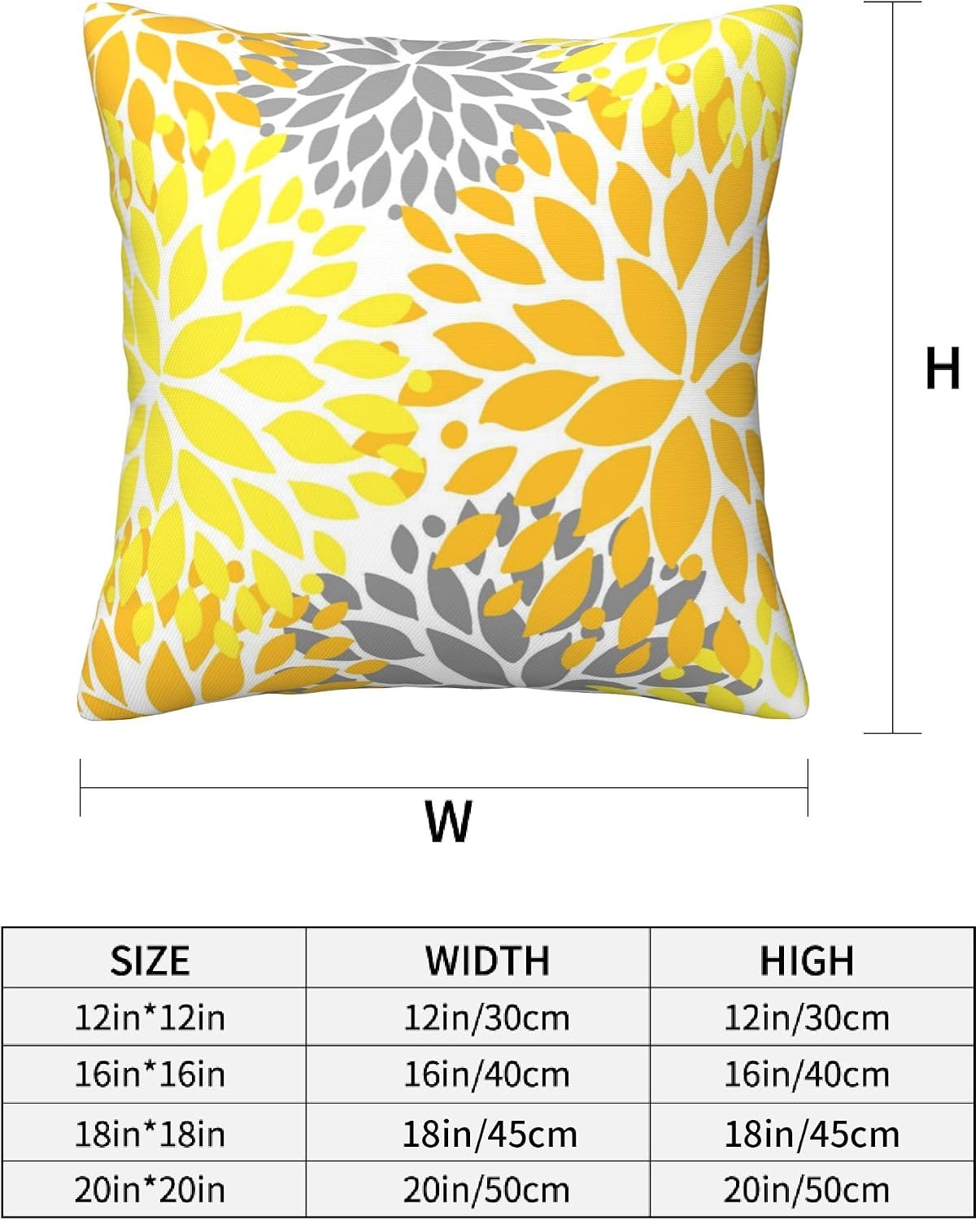 Yellow Pillow Covers 18x18 Inch Set of 4 Yellow Gray Dahlia Flower Throw Pillows Modern Geometric Floral Square Cushion Covers for Sofa Couch Bed Living Room Decorative Pillowcases