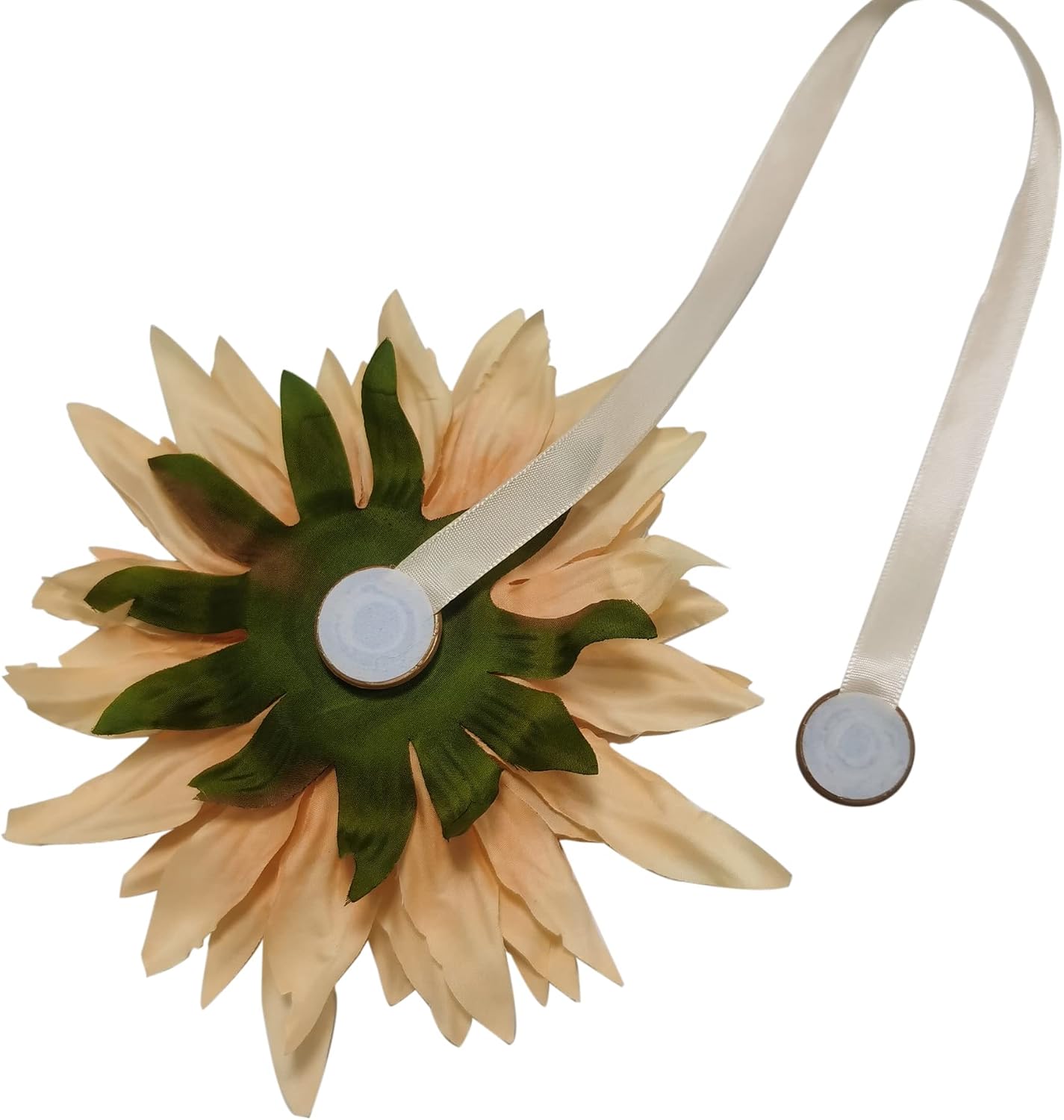 2 Pieces Magnetic Curtain Tieback Large Sunflower Decorative Tie Back Clips Window Drape Magnetic Button Tiebacks Holdbacks Rope for Girl Home Office Bathroom (Light Yellow, 2)