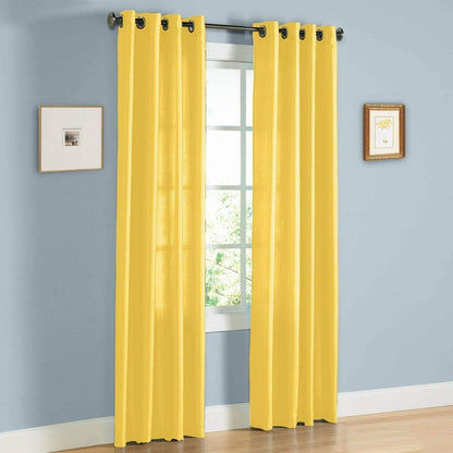 J&V TEXTILES 2 Panels Solid Grommet Faux Silk Window Curtain Drapes Treatment in 84" Length (Yellow)*