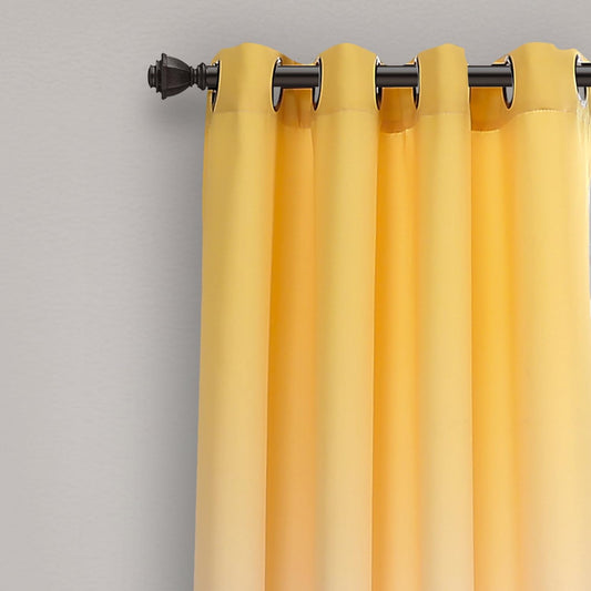 Lush Decor Ombre Fiesta Curtains Light Filtering Window Panel Set for Living, Dining, Bedroom (Pair), 52" W x 84" L, Yellow & Gray