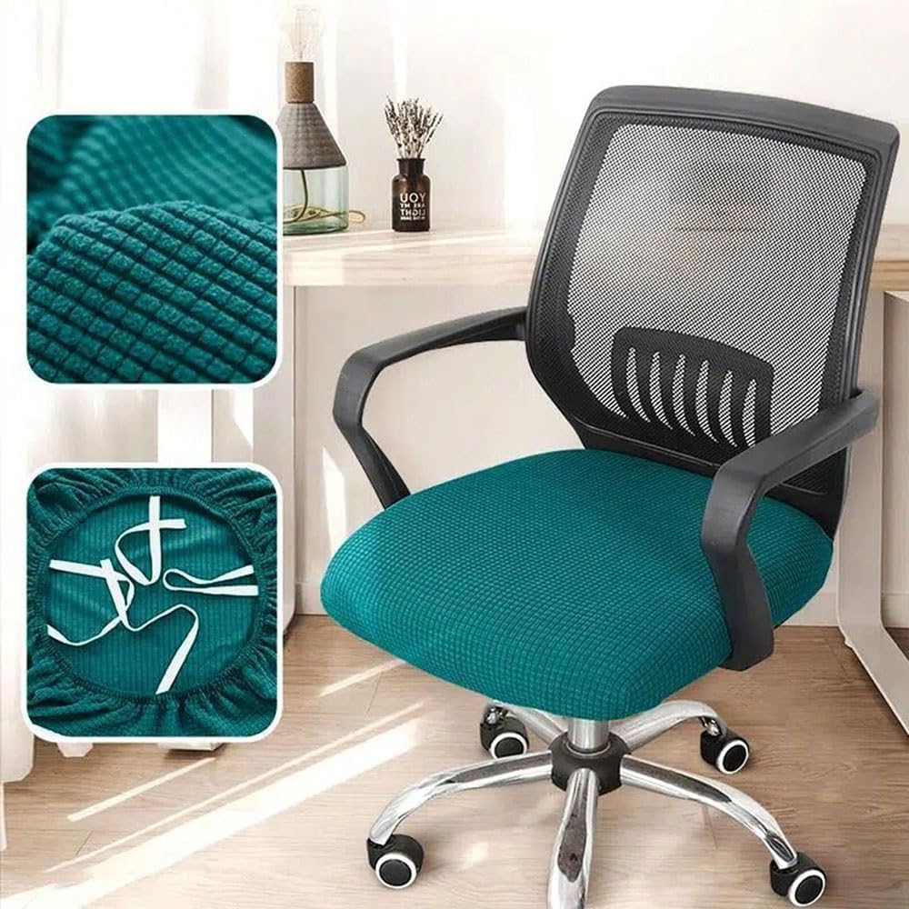 Stretch Chair Seat Covers,Luxurious Corduroy Office Chair Cushion Protector Cover, Washable Elastic Stool Cover for Round and Square Stool Chair Slipcover(Lemon Yellow,S (35-40cm))