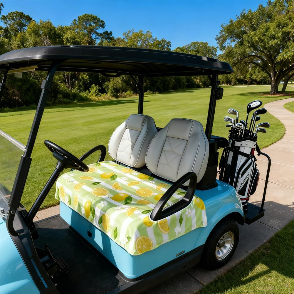 Peacoblue Golf Cart Seat Covers Towel Lemon 100% Microfiber 51"x31" Golf Cart Seat Blanket Cushions Universal Fit for Club Car EZGO Yamaha Precedent 2-Seat Golf Carts