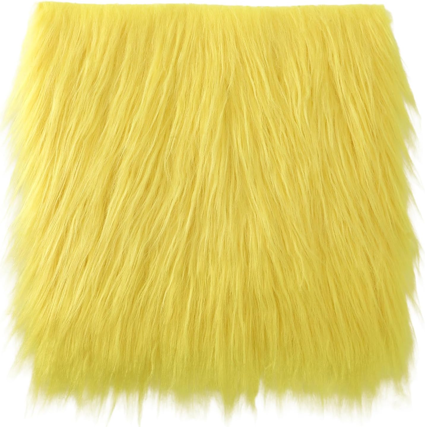 Faux Fur Fabric Fake Fluffy Fuzzy Fabrics Faux Fur for Crafts Square Shaggy Fur Patches for Halloween Christmas Costume Decorations Chair Cover Seat Cushion Pad DIY Craft Supplies 10 x 10 Inch Yellow