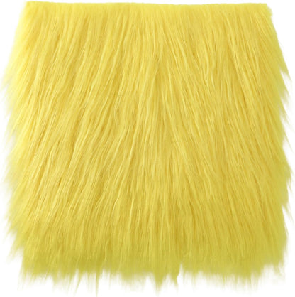 Faux Fur Fabric Fake Fluffy Fuzzy Fabrics Faux Fur for Crafts Square Shaggy Fur Patches for Halloween Christmas Costume Decorations Chair Cover Seat Cushion Pad DIY Craft Supplies 10 x 10 Inch Yellow