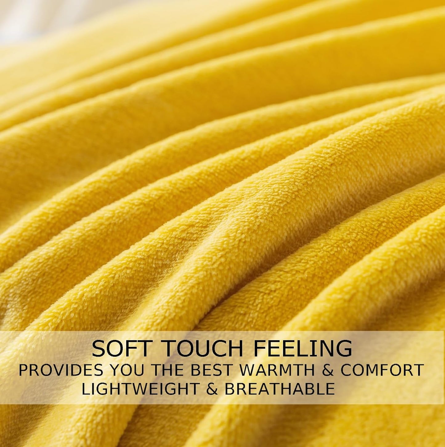 Soft Queen Size Blanket for All Season Warm Fuzzy Microplush Lightweight Thermal Fleece Summer Autumn Fall Winter Spring Blankets for Queen Full Bed Couch Sofa,90x90 Inches,Yellow