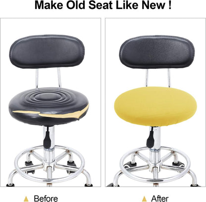 Tatuo Round Bar Stool Seat Covers Washable Stool Cushion Slipcover Elastic Bar Chair Covers for 14-17 Inch Chair (Yellow, 4 Pieces)