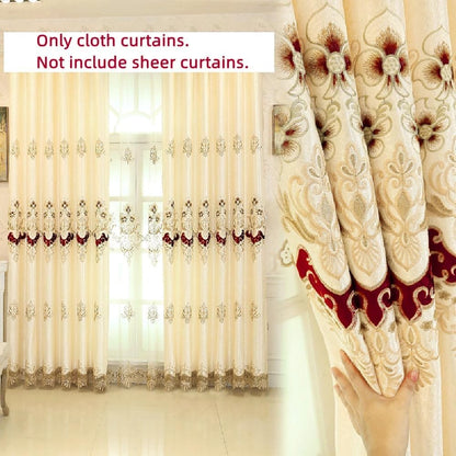 Amidoudou 1 Pair European Luxury Embroidered Curtains for Living Room Bedroom (Yellow,51x95 Inch)