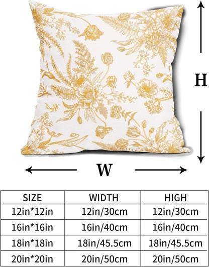 Yellow Flowers Pillow Covers 20x20Inch Set of 2 Light Yellow and White Morden Throw Pillowcase Cotton Linen Square Decorative Pale yellow Floral Cushion Cover for Sofa Bedroom Indoor Outdoor Party