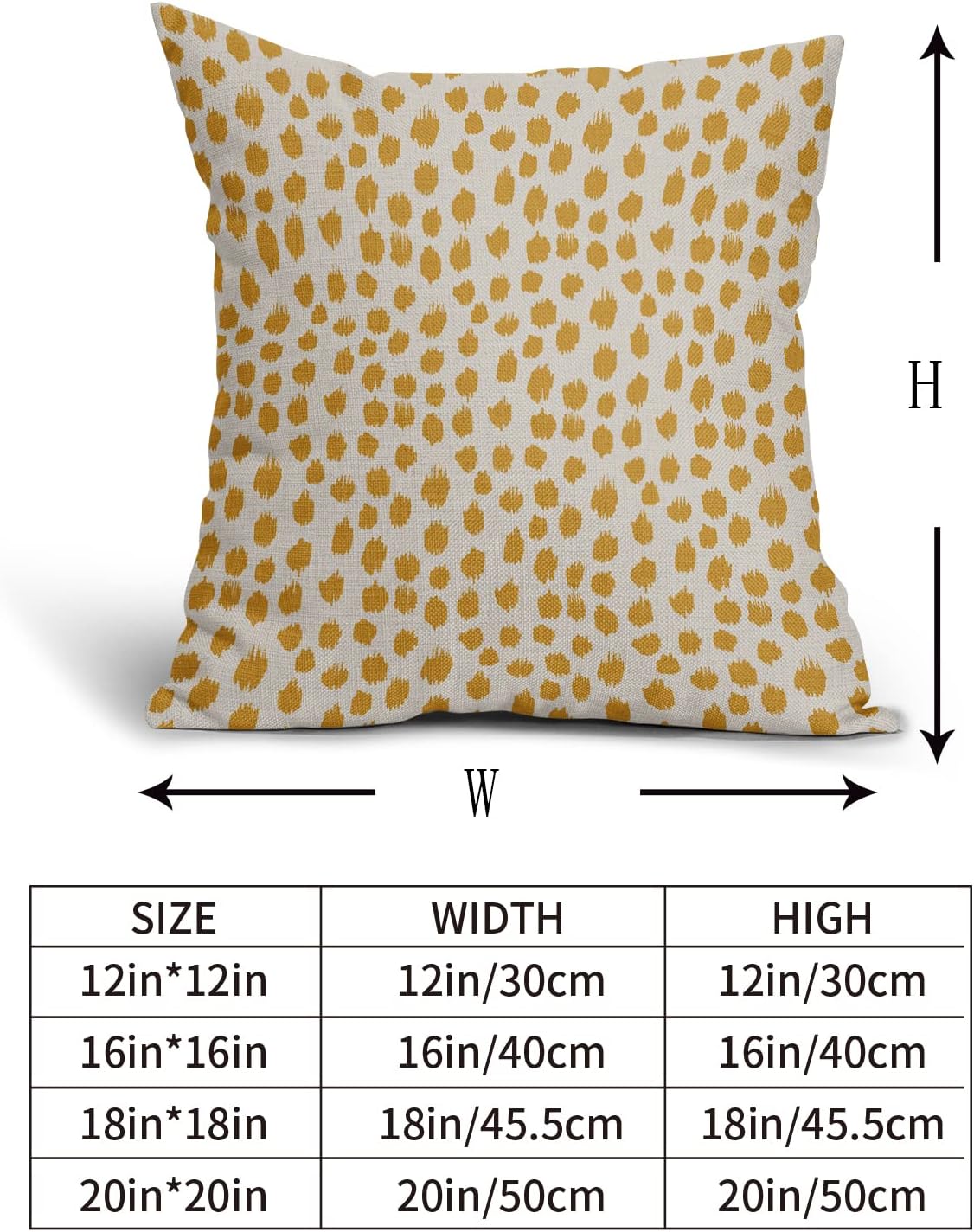 Mustard Yellow Cream Pillow Covers 18x18 Set of 2 Boho Design Polka Dot Throw Pillows Modern Brush Strokes Print Decorative Outdoor Pillowcase Square Cushion Cover Linen Pillow Case for Sofa Couch Bed