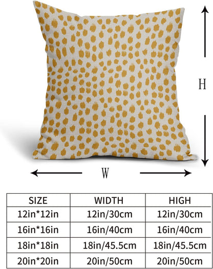 Mustard Yellow Cream Pillow Covers 18x18 Set of 2 Boho Design Polka Dot Throw Pillows Modern Brush Strokes Print Decorative Outdoor Pillowcase Square Cushion Cover Linen Pillow Case for Sofa Couch Bed