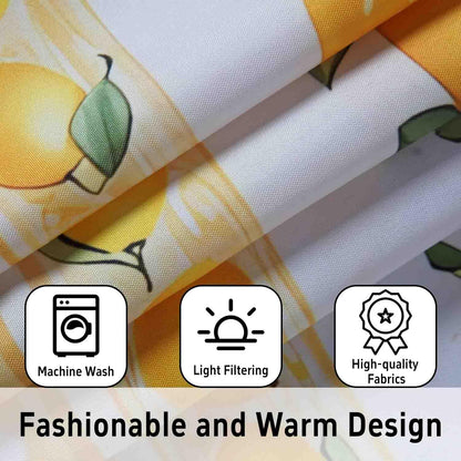 Lemon Kitchen Curtains Sets for Windows Lemon Summer Curtain Sink Window Valance 3 Piece Set Yellow Kitchen Decor Tier Curtains 3 Panels for Living Room Bedroom