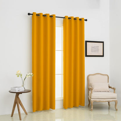 Pickluc Grommet Blackout Curtains 84 Inches Long 2 Panels, Light Blocking Window Drapes for Living Room, Thermal Insulated, Noise Reduction, Mustard Yellow, 52" Wide x 84" Length