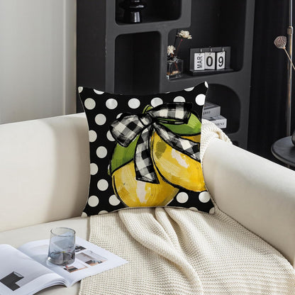 TAJWE Summer Lemon Pillow Covers 18x18 Set of 2 Farmhouse Dots Outdoor Decorative Cushion Cases for Sofa Couch Home Decorations Black