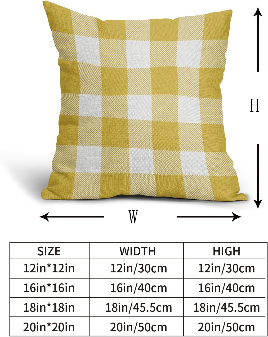 Yellow and White Buffalo Plaid Pillow Covers 18x18 Set of 2 Check Pattern Print Decorative Outdoor Pillowcases Holiday Farmhouse Christmas Checked Throw Cushion Case Couch Sofa Bed Decor