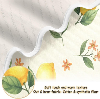 Yellow Lemons Baby Blanket 30"x40", Soft Cotton Toddler Blankets for Girls Boys with Warm Middle Layer, Lightweight Receiving Blanket for Newborn Crib Stroller