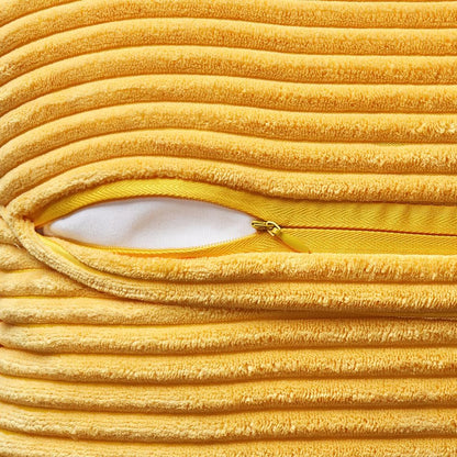 MIULEE Golden Yellow Corduroy Pillow Covers 18x18 Inch with Splicing Set of 2 Soft Boho Striped Pillow Covers Broadside Decorative Textured Summer Pillowcases for Couch Cushion Bed Livingroom