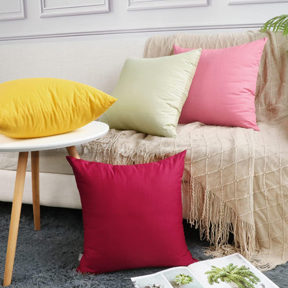 Thmyo 4-Pack 100% Cotton Comfortable Solid Decorative Throw Pillow Cases Square Cushion Covers Sublimation Blank DIY Throw Pillowcase (Only Pillow Covers No Inserts)(18x18 inch/45x45cm,Yellow)