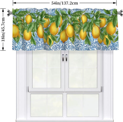 Lemon Valance Curtain Short Window Valance for Kitchen Bathroom Bedroom Living Room Holiday Home Decor 54''X18''