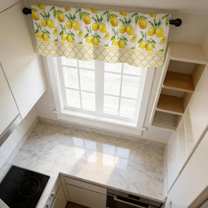 LeLehome Moroccan Window Curtain Valance 1 Panel, 54 X 18 Inch Window Treatment Summer Home Decor Linen with Rod Pocket for Cafe Kitchen Bedroom, Yellow Lemon