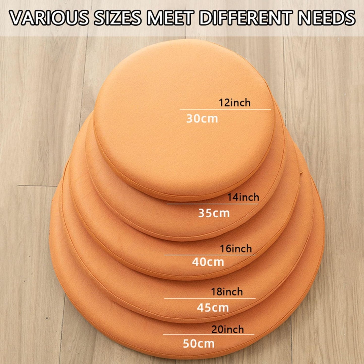 Waterproof Seat Cushions for Kitchen Chairs，Memory Foam Seat Cushion Round Stool Cushion Chair Pad Indoor Outdoor Cushion with Invisible Zip(Lemon Yellow,30cm/12inch)