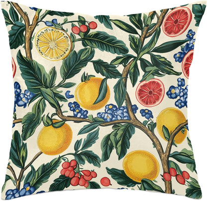 Throw Pillow Covers Lemon Summer Pillow Cases Square Cushion Cover for Sofa Couch Bedroom Living Room 18x18 Inch