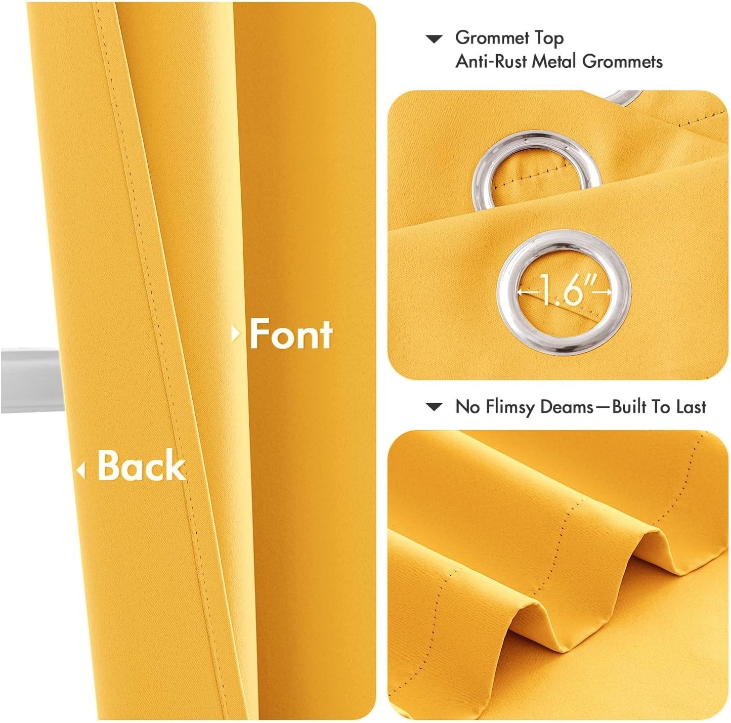 MIULEE Blackout Curtains for Bedroom Living Room 2 Panels, Thermal Insulated Room Darkening Drapes Grommet Noise Reducing Light Blocking Window Treatments 84 Inches Long 40x84 Inch Yellow