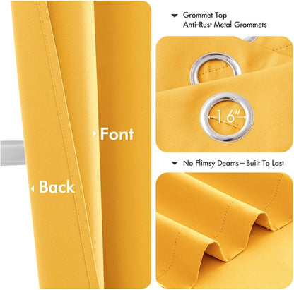 MIULEE Blackout Curtains for Bedroom Living Room 2 Panels, Thermal Insulated Room Darkening Drapes Grommet Noise Reducing Light Blocking Window Treatments 84 Inches Long 40x84 Inch Yellow