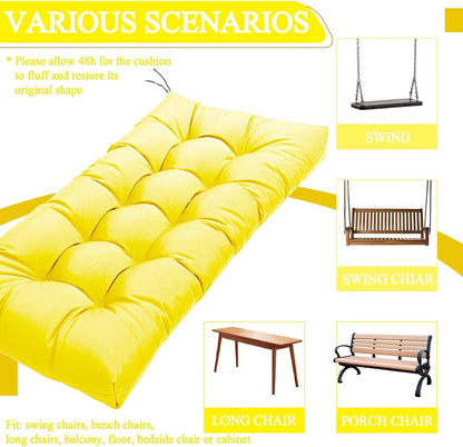 MTMR Outdoor Bench Cushion for Furniture 40X19 Inch Tufted Porch Swing Cushions with High Elasticity PP Cotton and Durable Ties, Thick Bench Seat Cushions for Patio Furnitures Yellow