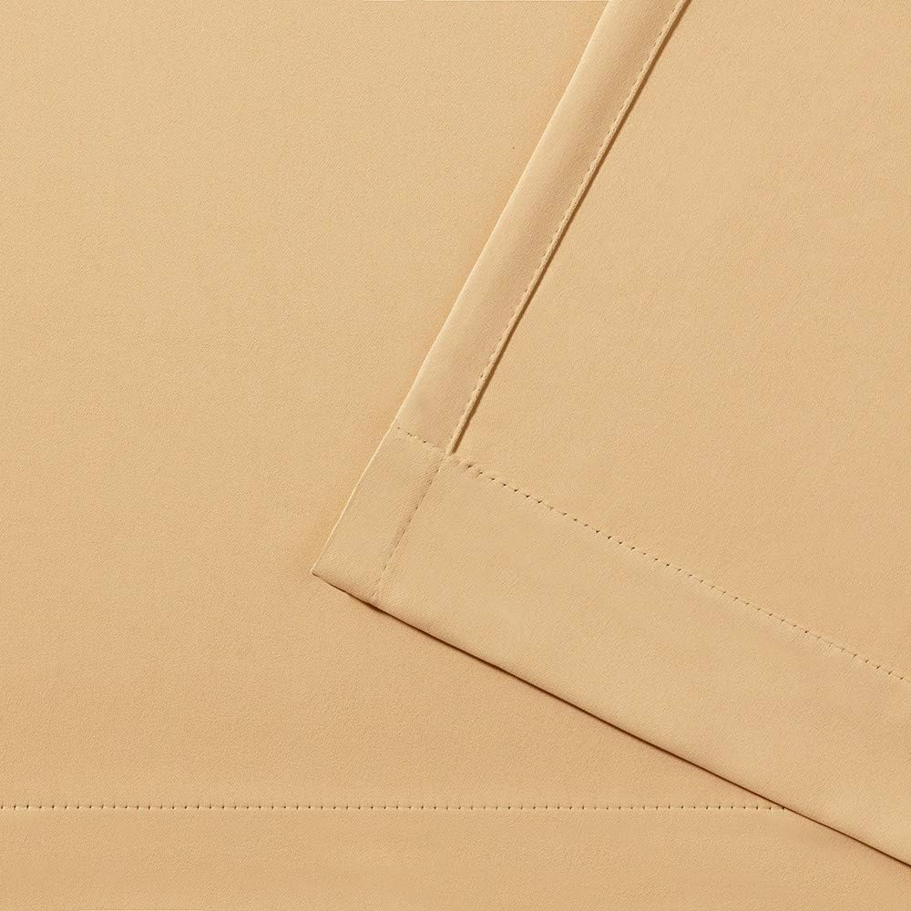 EXCLUSIVE HOME Sateen Twill Woven Room Darkening Blackout Grommet Top Curtain Panel Pair, 52"x84", Sundress Yellow